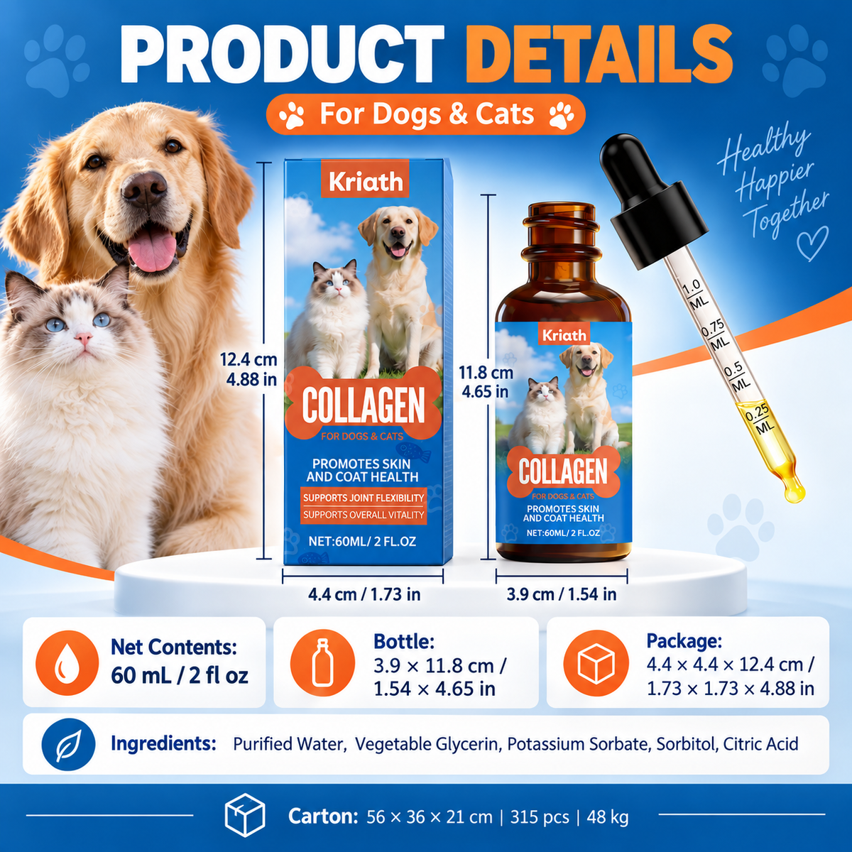 Kriath Collagen Liquid for Dogs & Cats