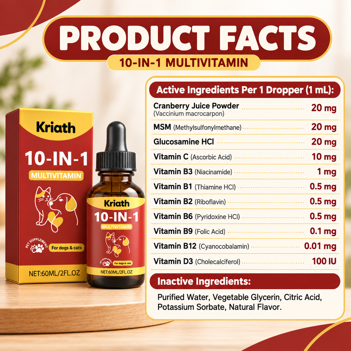 10-in-1 Multivitamin Liquid for Dogs & Cats