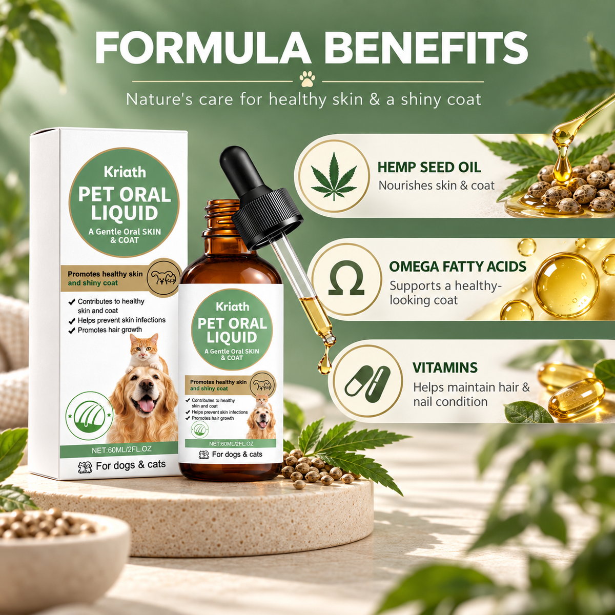 Kriath Pet Oral Liquid for Skin & Coat
