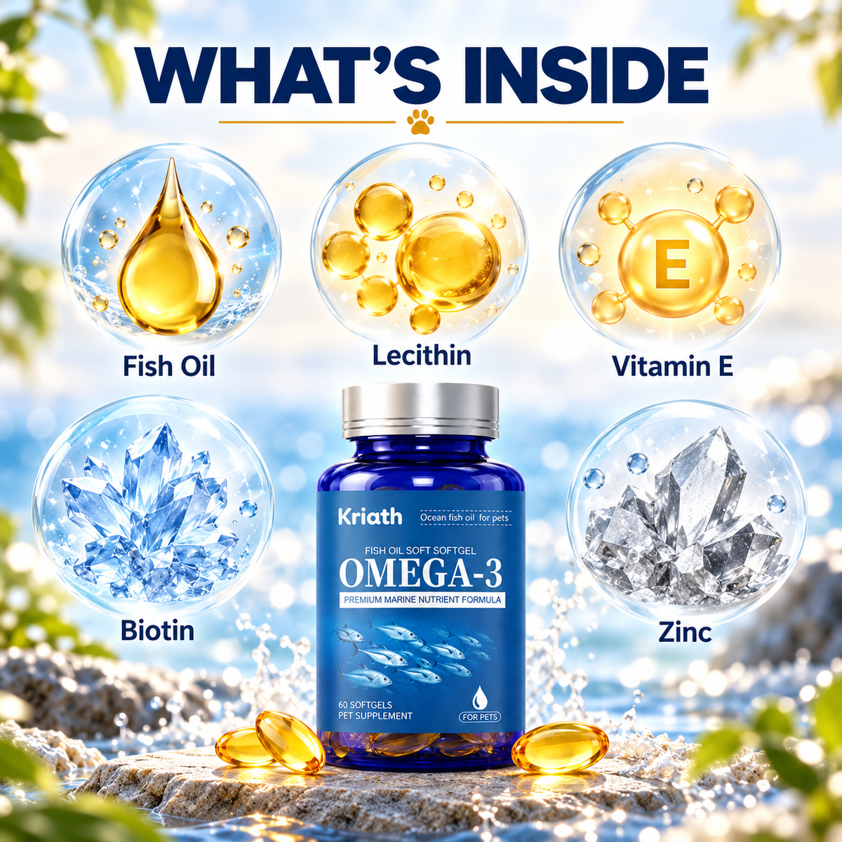Omega-3 Fish Oil Softgels for Dogs & Cats