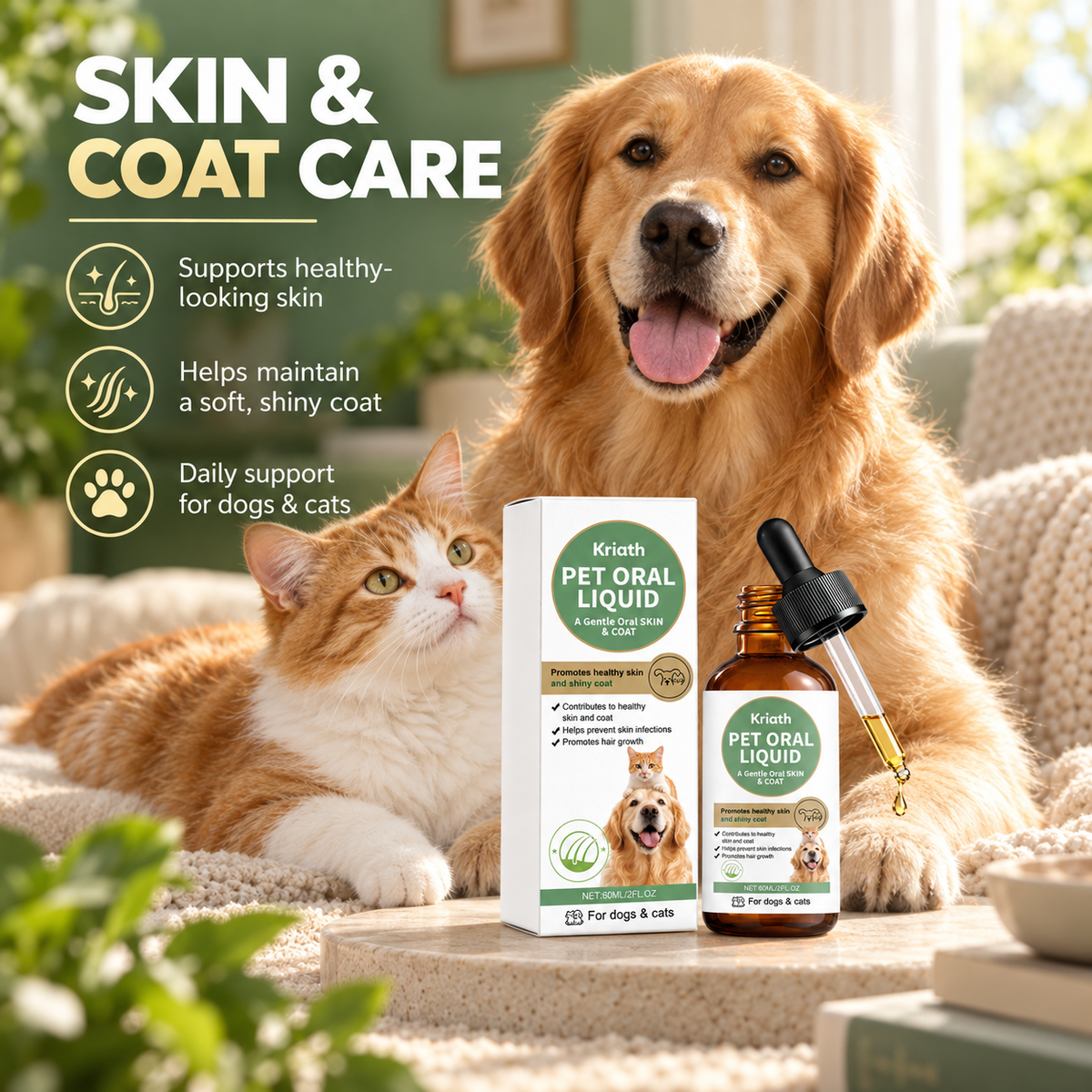 Kriath Pet Oral Liquid for Skin & Coat