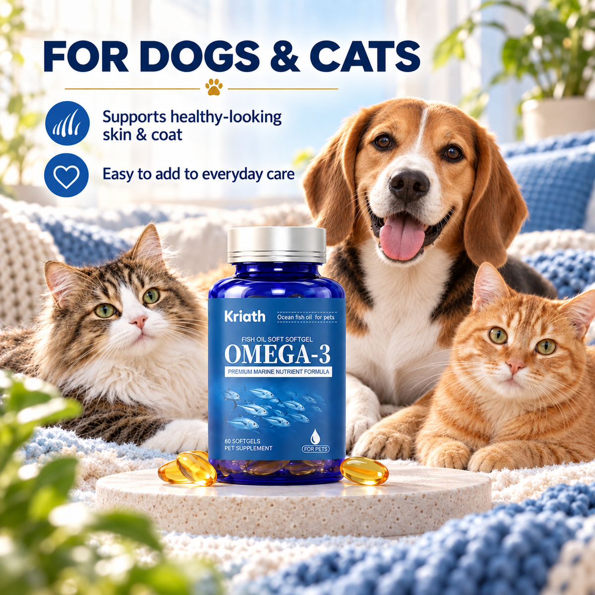 Omega-3 Fish Oil Softgels for Dogs & Cats