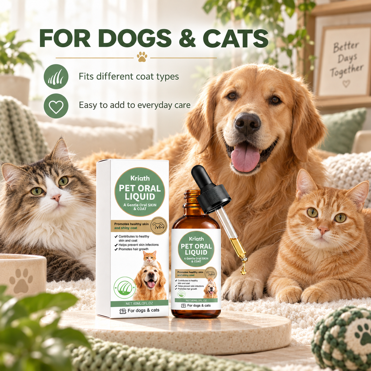 Kriath Pet Oral Liquid for Skin & Coat