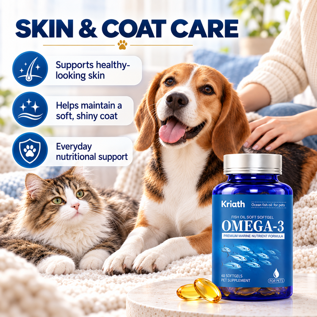 Omega-3 Fish Oil Softgels for Dogs & Cats