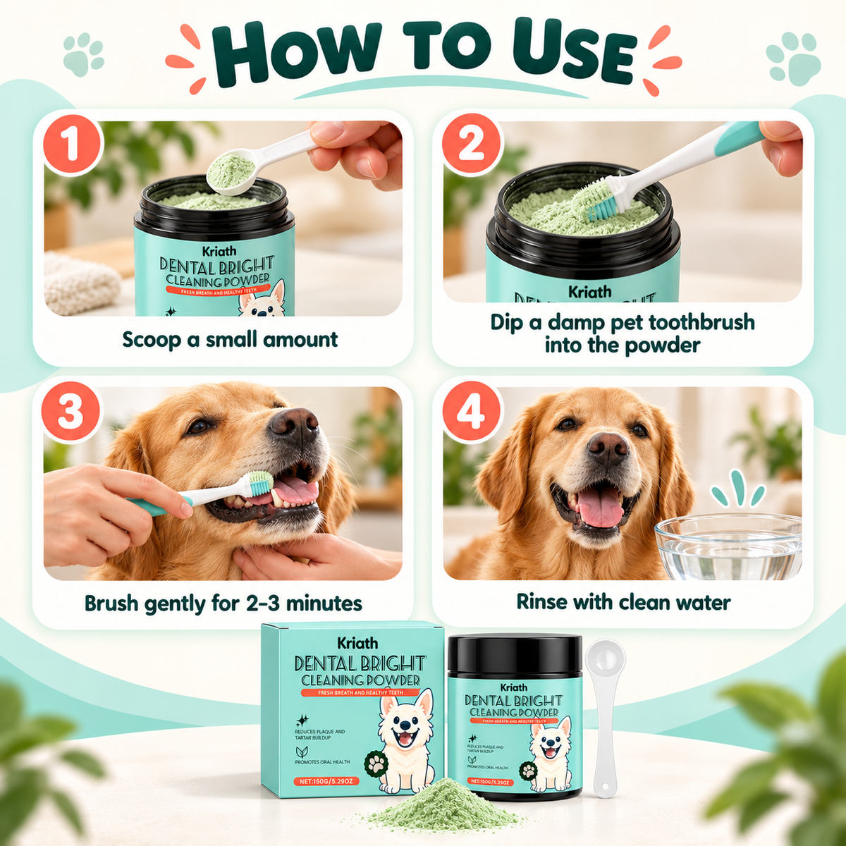 Dental Bright Cleaning Powder for Dogs